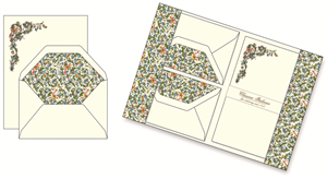 Papier à lettre fleurs vertes cm.17x23 poch. 6/6