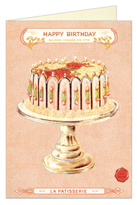 CARTE POSTALE DOUBLE + ENVELOPPE CAVALLINI HAPPY BIRTHDAY CAKE